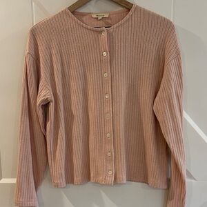 Madewell Pink Ribbed Button-Down Cardigan